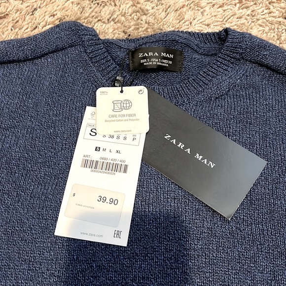 Zara Man navy crew neck sweater size S - Picture 2 of 5